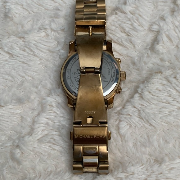 AUTHENTIC Michael Kors Stop Hunger Chronograph Turquoise Dial Ladies Watch Gold - Picture 3 of 6